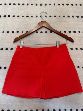 Zara Bright Red High-Waist Tailored Skort